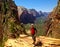 Backpacker in Angels landing