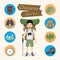 Backpacker character Icon set vector