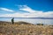 Backpacker exploring the majestic Inca Trails on Island of the Sun, Titicaca Lake, among the most scenic travel destination in Bol