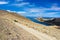 Backpacker exploring the majestic Inca Trails on Island of the Sun, Titicaca Lake, among the most scenic travel destination in Bol