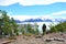 Backpacker at the Grey Glacier at Torres del Paine National Park, Chile