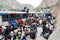 Backpacker tourists coming by bus at Iruya on the Argentina andes