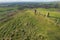 backpacker walking on footpath, beautiful hill and landscape near Pewsey, South of England, United Kingdom