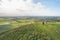 backpacker walking on footpath, beautiful hill and landscape near Pewsey, South of England, United Kingdom