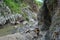 Backpacker woman at the Rio Coco river and the Somoto Canyon, Nicaragua