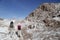 Backpackers exploring the Moon Valley in Atacama Desert, Chile