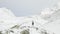 Backpackers on Larke Pass in Nepal, 5100m altitude. Manaslu circuit trek area.