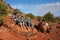 Backpacking family in the Grand Canyon.