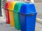 Backside of Colorful Recycle Bins For Collection Of Recycle Materials