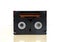 Backside of Mini DV video cassette - tape, isolated on white background. Vintage video recording technology from 1990s.