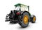 Backside of Modern powerful green farm tractor