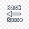 Backspace vector icon isolated on transparent background, linear