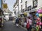 Backstreet at Looe in Cornwall with tourist shops.
