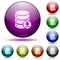 Backup database icon in glass sphere buttons