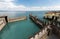 Backwater inside the Scaliger Castle - medieval port fortress, Sirmione,