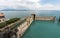 Backwater inside the Scaliger Castle - medieval port fortress, Sirmione,