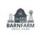 backyard barn farm house storage hangar with fence windmill and water torrent tower vector logo design