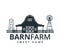 backyard barn farm house storage hangar with fence windmill and water torrent tower vector logo design