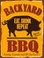Backyard BBQ Tin Sign with Pig