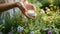 Backyard Beauty DIY: Woman creating their own skincare products from soil and natural ingredients, in a sunny, outdoor