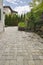 Backyard Brick Paver Patio with Pond