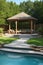 backyard design with swimming pool and gazebo