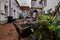 Backyard with flowers in Lubeck Town. Germany