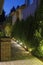 Backyard Garden Path at Night