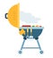 Backyard grill with food and appliance vector icon flat isolated