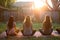 Backyard Group Yoga in Golden Hour Light