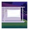 Backyard home cinema semi flat vector illustration