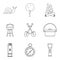 Backyard icons set, outline style