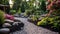 Backyard oasis features serene rock garden