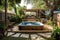 backyard oasis with hot tub, hammock, and garden for ultimate staycation