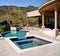 Backyard patio with pool and spa