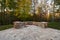 Backyard View with Concrete Pavers in Autumn Season