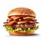 Bacon Burger Isolated On White Background - Stock Photo