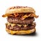 Bacon Cheddarburger: A Mouthwatering Food Image On White Background