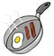 Bacon and eggs frying in a pan vector illustration