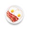 Bacon and eggs on white vector