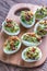 Bacon guacamole deviled eggs