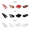 Bacon, jamon, pork ribs, fried cutlets. Meat set collection icons in cartoon,black,outline style vector symbol stock