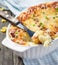 Bacon lovers\' mac and cheese in baking dish