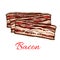 Bacon sketch with stripes of pork meat