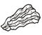 Bacon smoked, fried and grilled crispy for design of label or banner. Sliced strip of pork meat for design of american