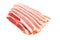 Bacon strips, raw smoked pork meat slices isolated on white