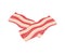 Bacon strips realistic food logo design. Traditional breakfast ingredient, cured pork meat.