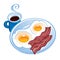 Bacon, tea and fried eggs