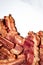 Bacon texture background. Fried and baked crunchy, crispy pork meat structure. Creative breakfast food. Restaurant menu. KETO diet