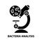 bacteria analysis icon, black vector sign with editable strokes, concept illustration